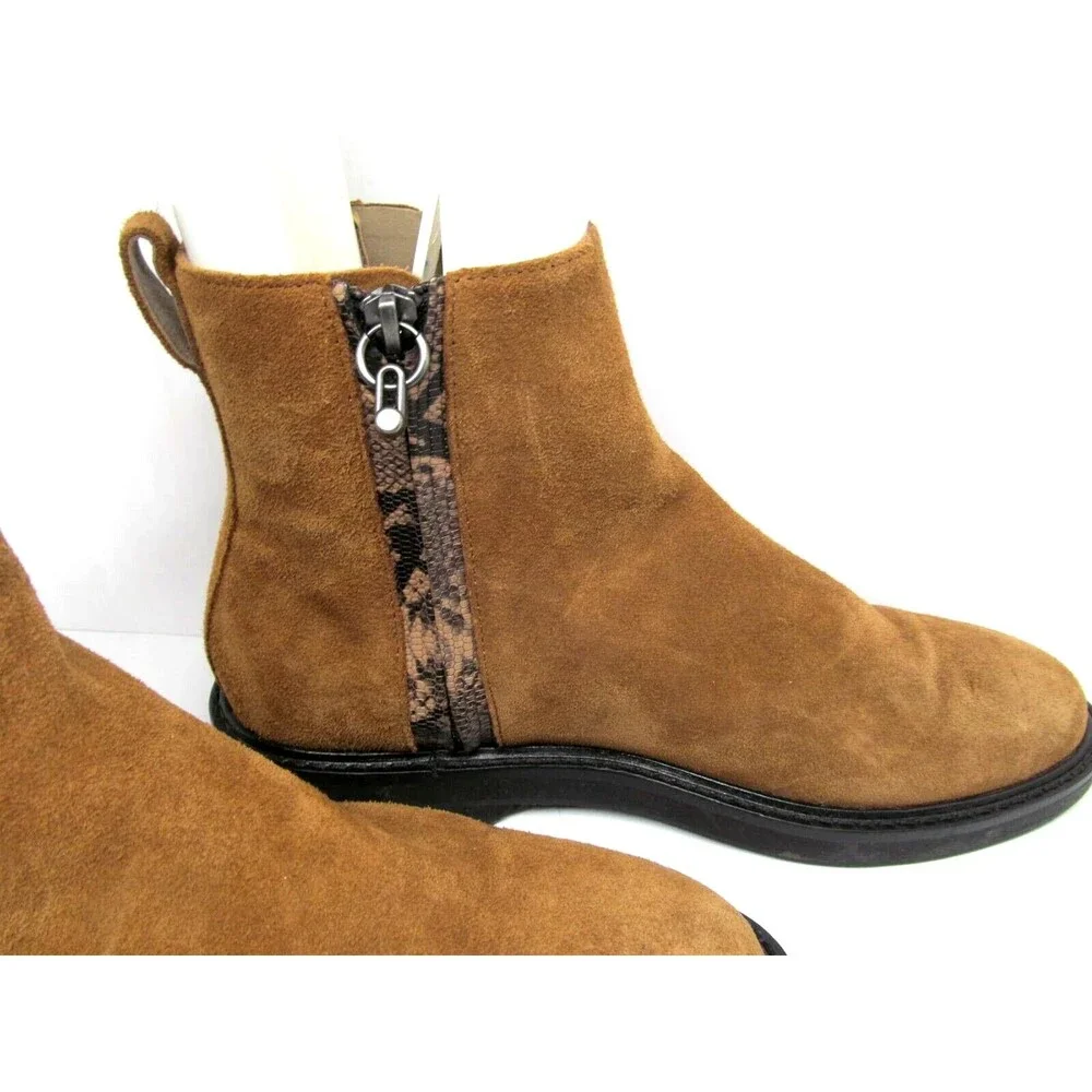 Donald J. Pliner Womens Brown Suede Double Side Zippers Ankle Boots Size US 8.5